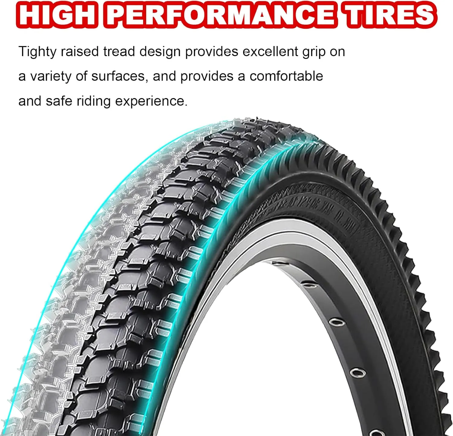 26 inch Bike Tires, Bicycle Tires 26"x 1.95" Folding Replacement for Mountain Bike, 26" Schrader Valve Bike Tubes, Bicycle Tire Levers and Tire Liners