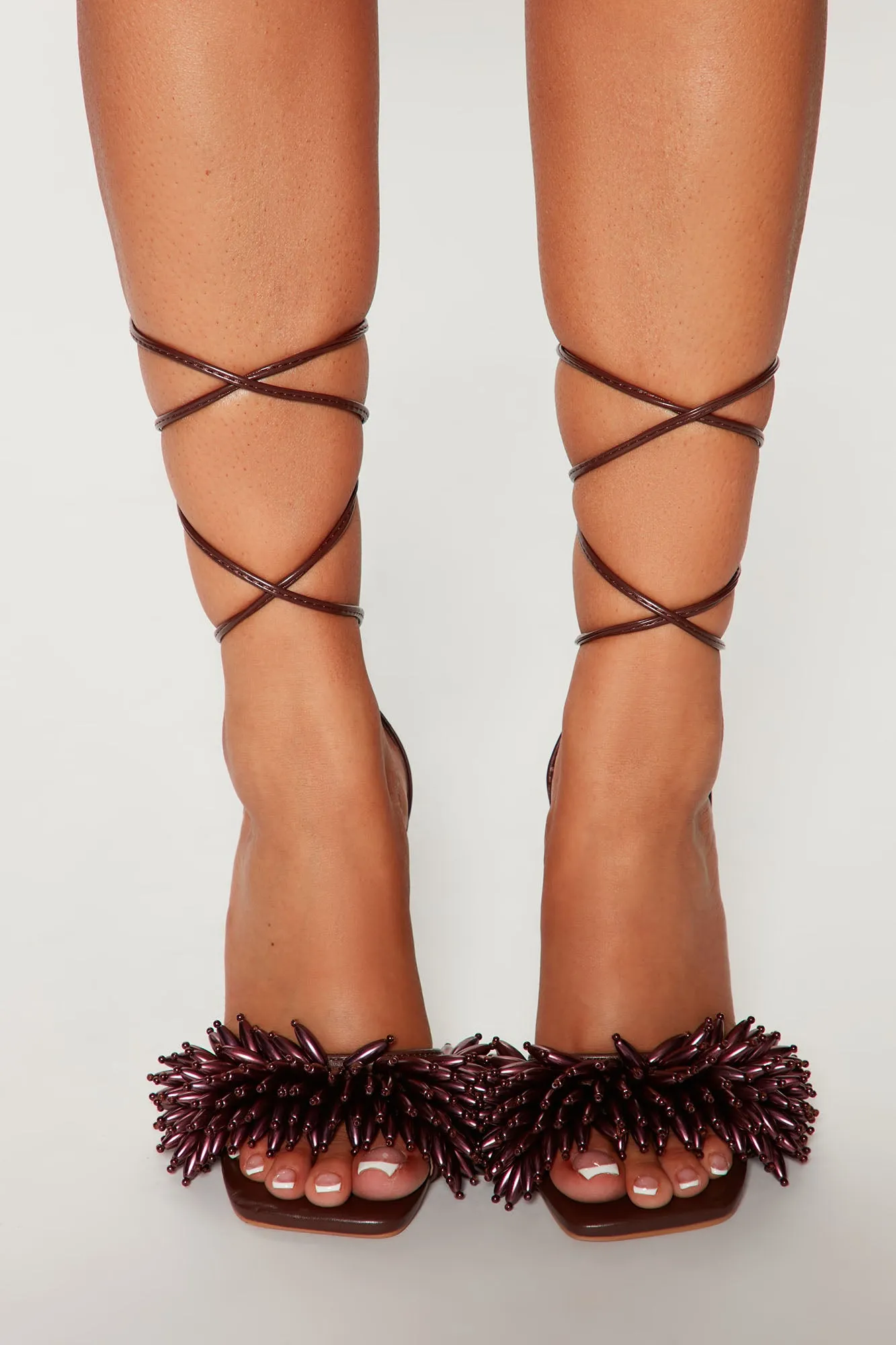 Alexandra Beaded Heels - Brown