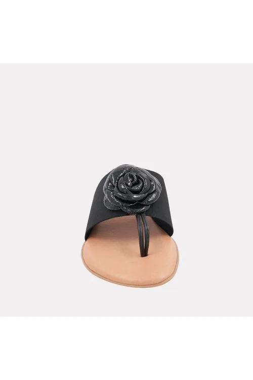 André Assous Nara Featherweights ™ Elastic Flip Flop Sandals | Black Patent