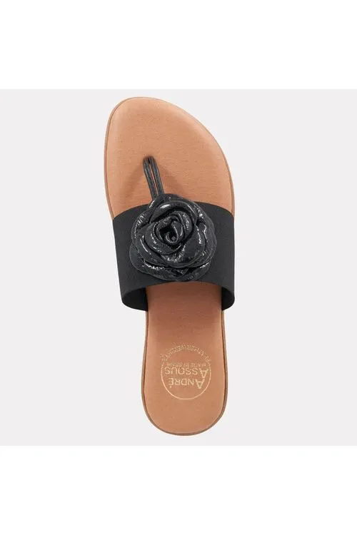 André Assous Nara Featherweights ™ Elastic Flip Flop Sandals | Black Patent