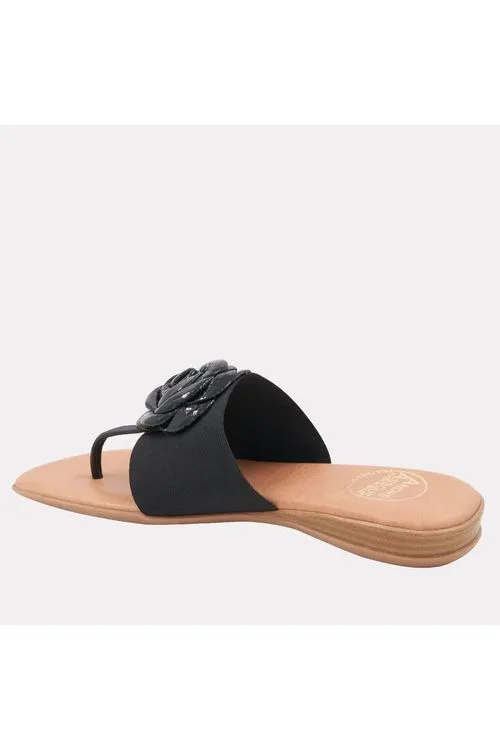 André Assous Nara Featherweights ™ Elastic Flip Flop Sandals | Black Patent
