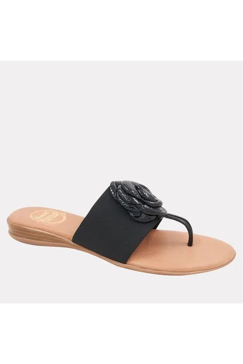 André Assous Nara Featherweights ™ Elastic Flip Flop Sandals | Black Patent