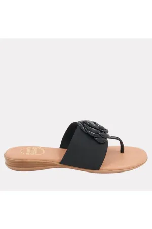 André Assous Nara Featherweights ™ Elastic Flip Flop Sandals | Black Patent