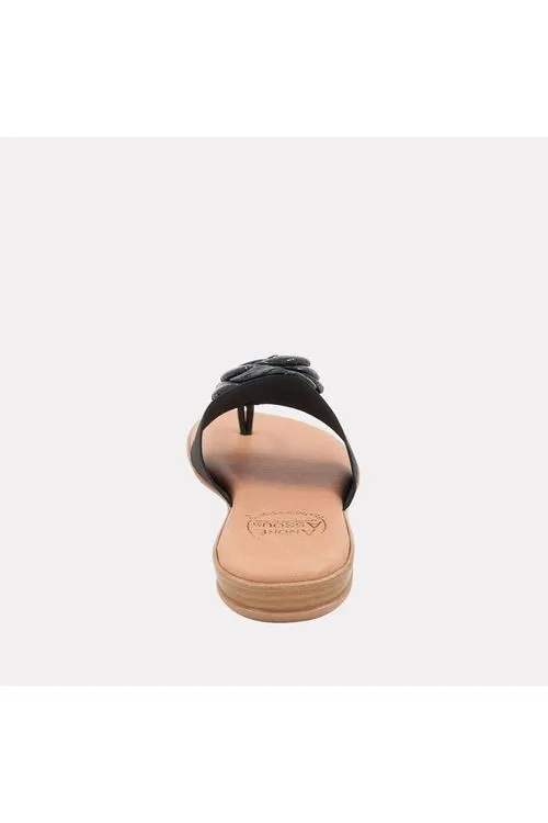 André Assous Nara Featherweights ™ Elastic Flip Flop Sandals | Black Patent