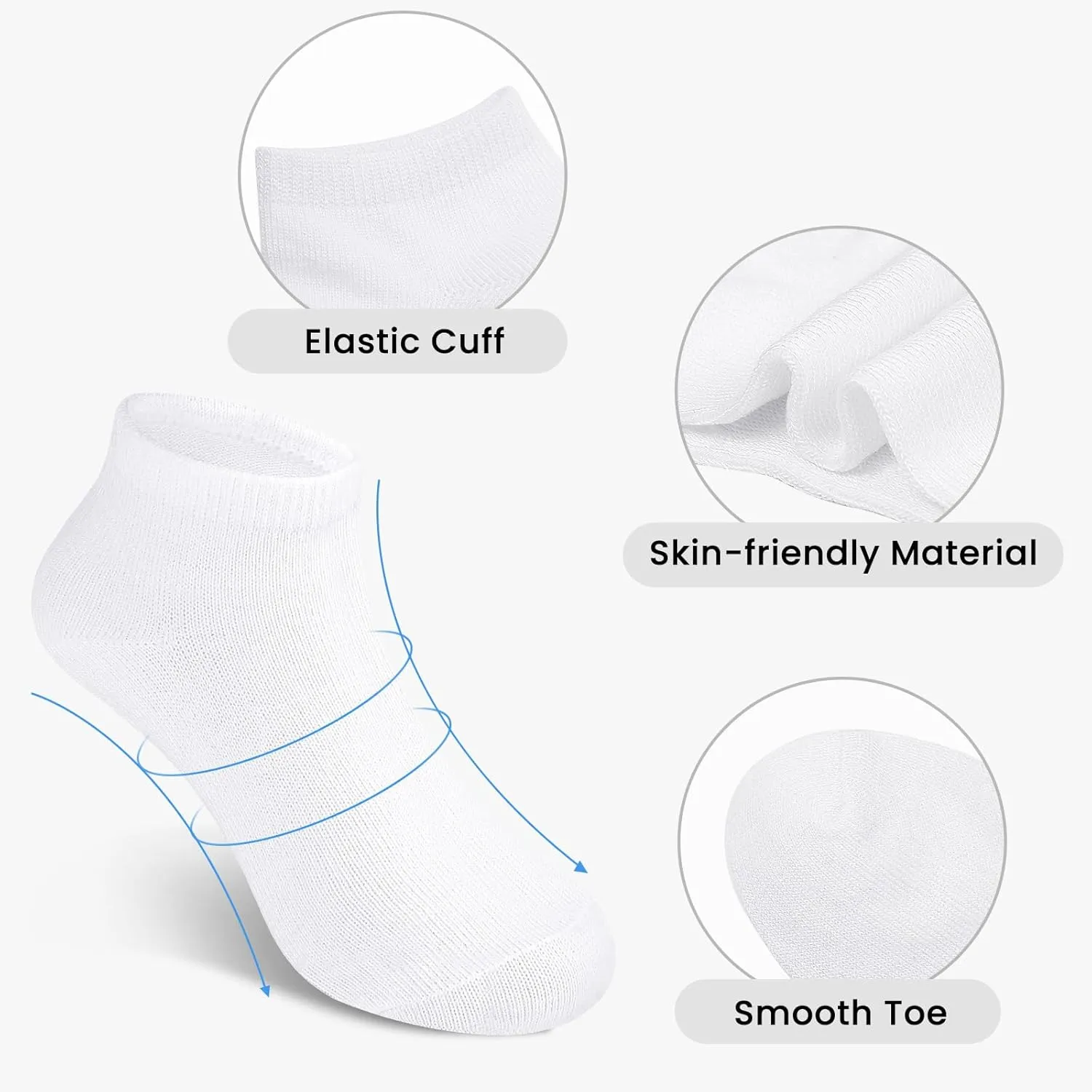Auranso 12 Pairs Kid Breathable Athletic Ankle Socks Boys Girls Cotton Low Cut Socks