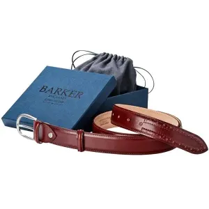 BARKER Belt - Mens Leather Brogue - Cherry Calf With Star Punch