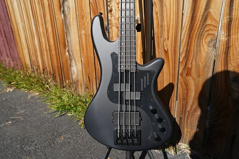 Bass guitar Schecter DIAMOND SERIES Stiletto-4 Stealth Pro EX- 35" Scale(B-E-A-D)- Satin Black 4-String Electric Bass Guitar
