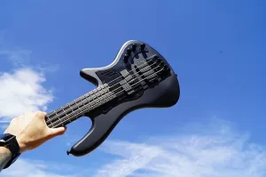 Bass guitar Schecter DIAMOND SERIES Stiletto-4 Stealth Pro EX- 35" Scale(B-E-A-D)- Satin Black 4-String Electric Bass Guitar