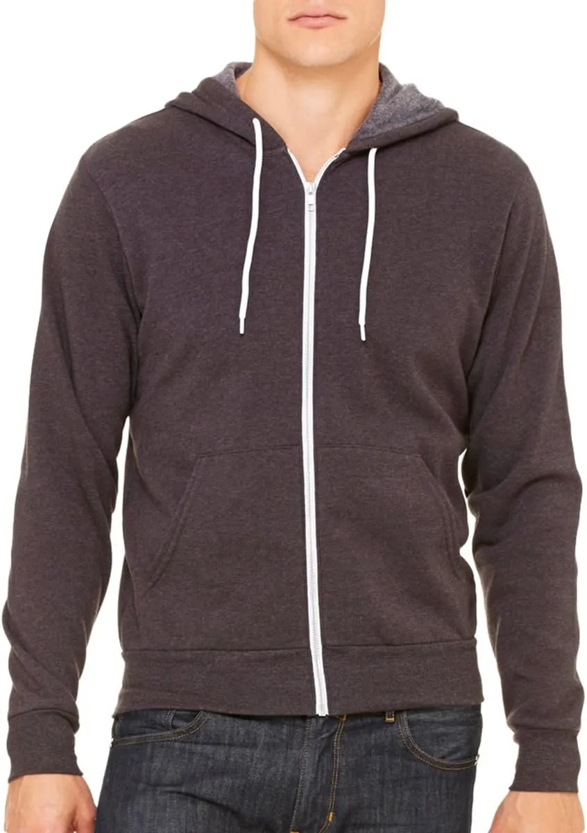 Bella & Canvas Men's 3739 Unisex Poly-Cotton Fleece Full-Zip Hoodie