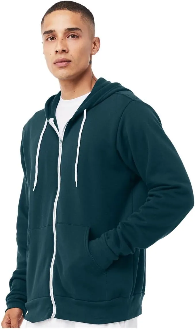 Bella & Canvas Men's 3739 Unisex Poly-Cotton Fleece Full-Zip Hoodie