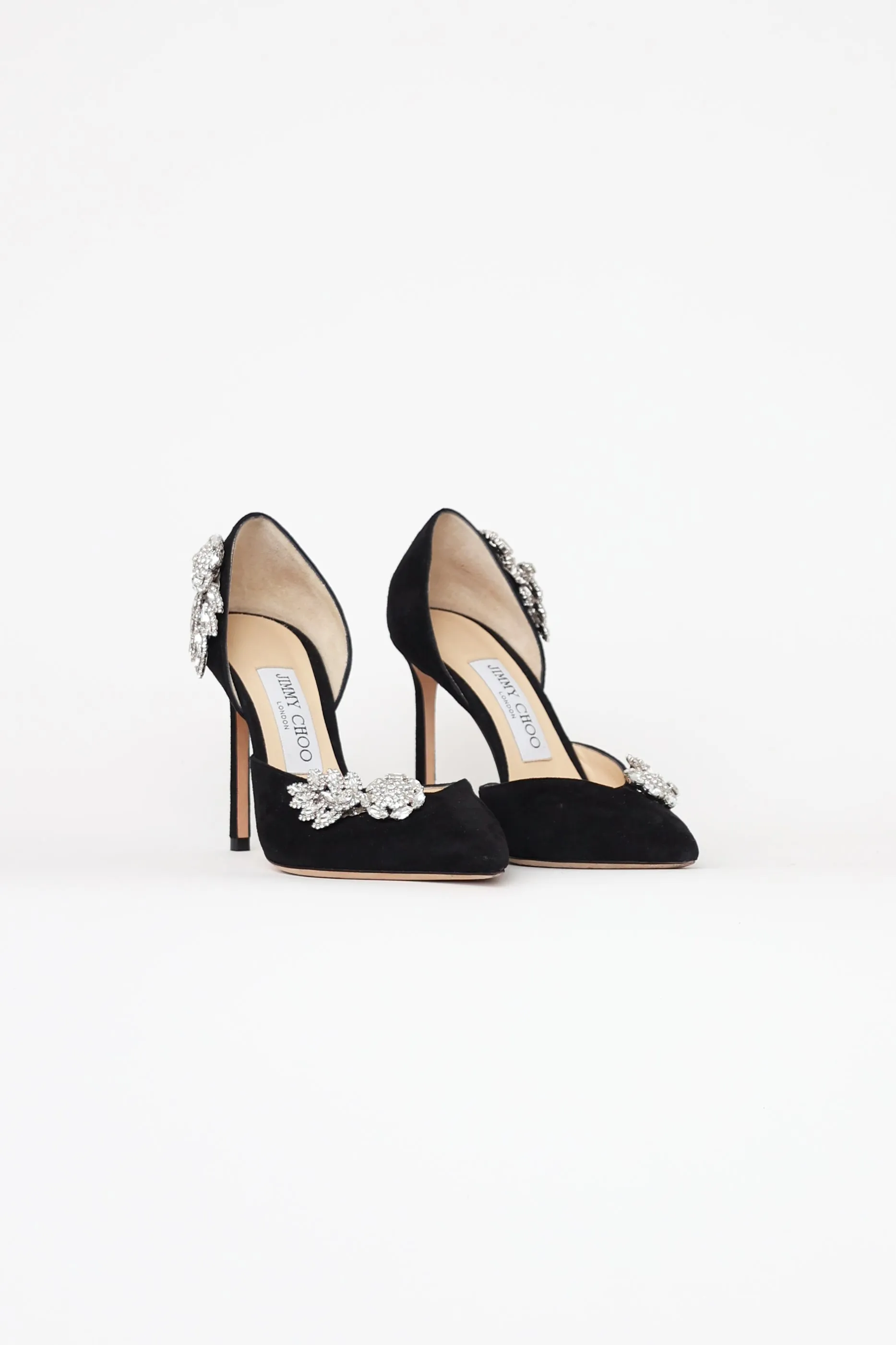 Black Teja D'Orsay Crystal Heels