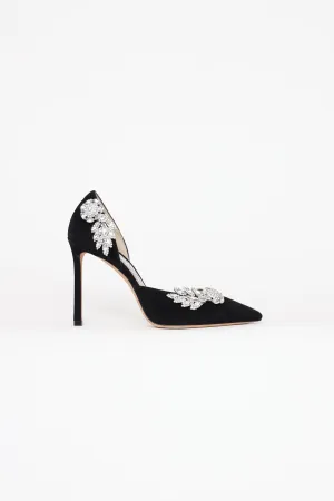 Black Teja D'Orsay Crystal Heels