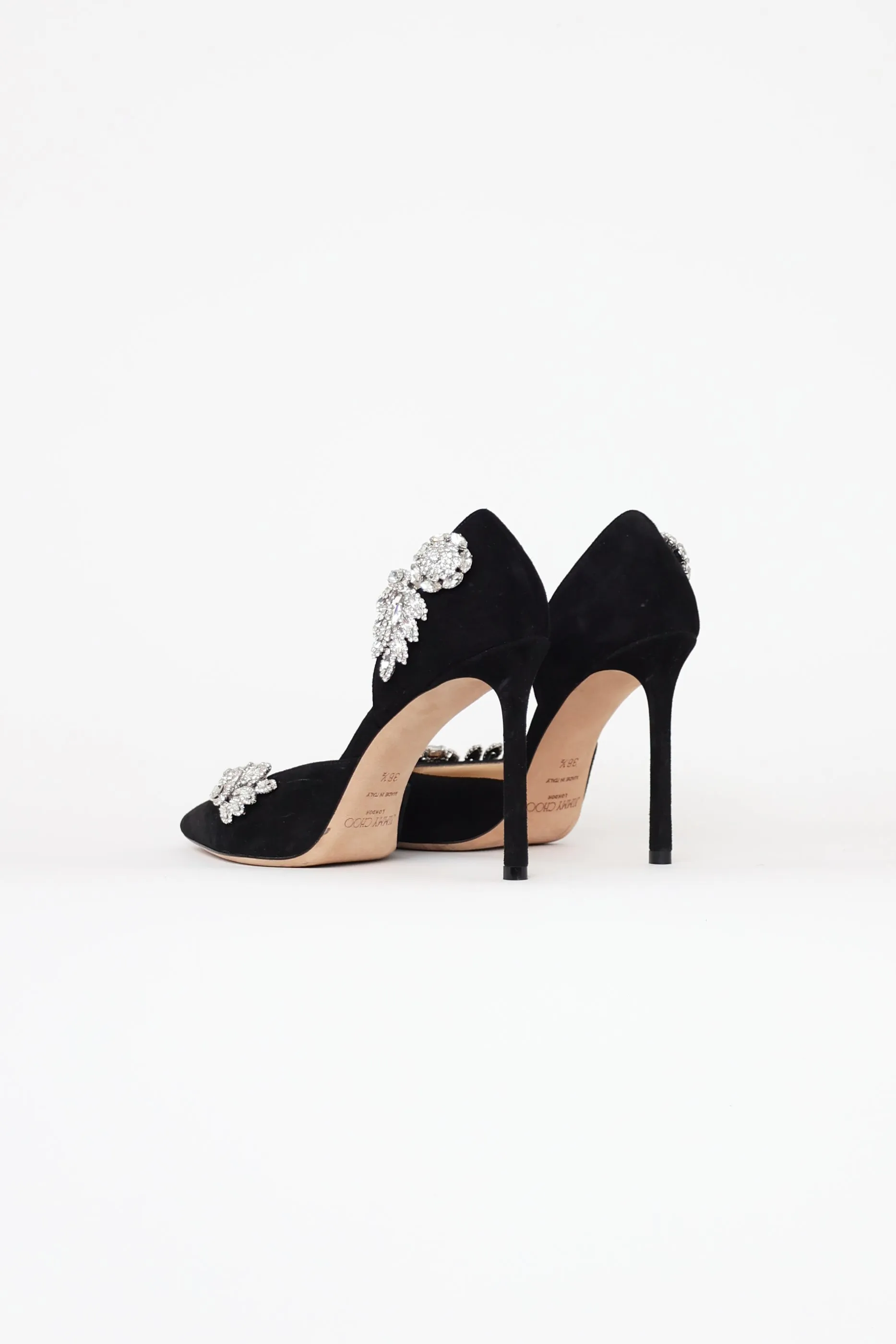 Black Teja D'Orsay Crystal Heels