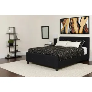 Collette Tufted Upholstered Platform Bed, Black (King)