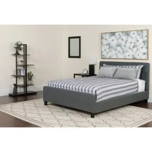 Collette Tufted Upholstered Platform Bed, Dark Gray (Twin)