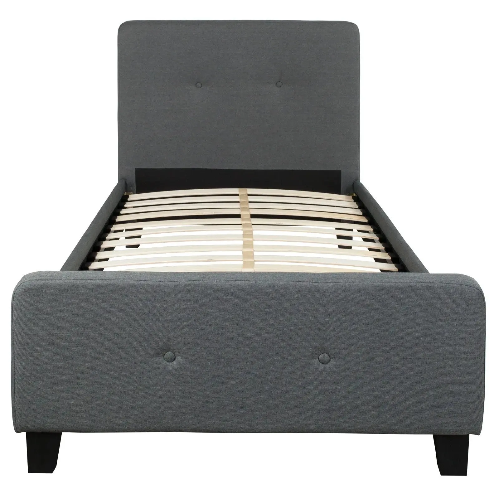Collette Tufted Upholstered Platform Bed, Dark Gray (Twin)