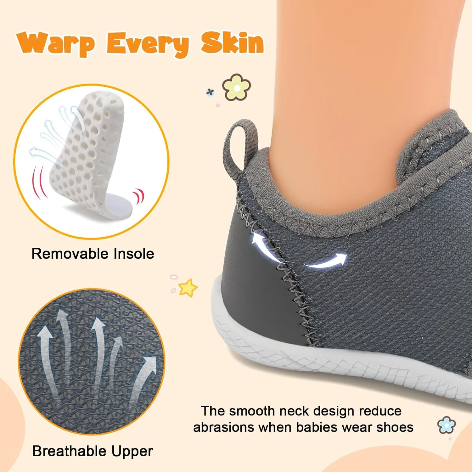 FEETCITY Toddler Shoes Girls Boys Barefoot Shoes Toddler Walking Shoes Kids Slip On Sneakers Breathable Tennis Shoes