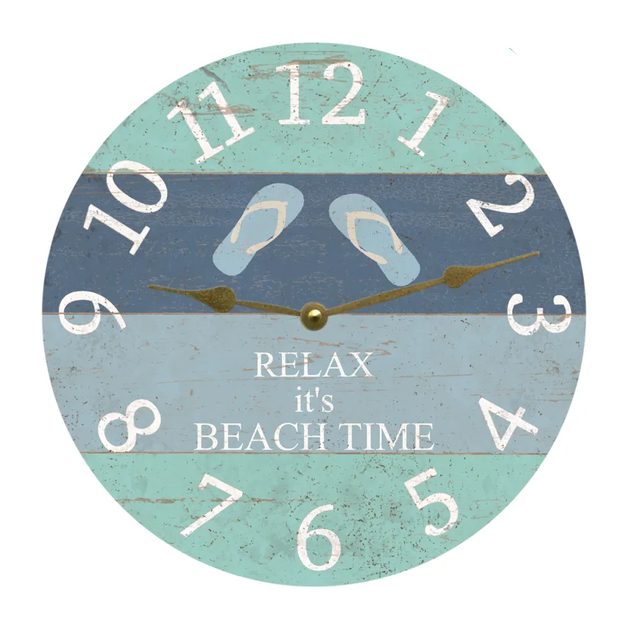 Flip Flop Beach Time Clock- Coastal Wall Clock