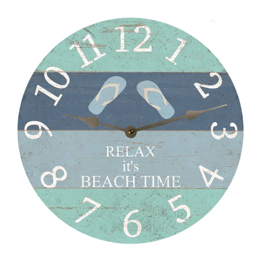 Flip Flop Beach Time Clock- Coastal Wall Clock