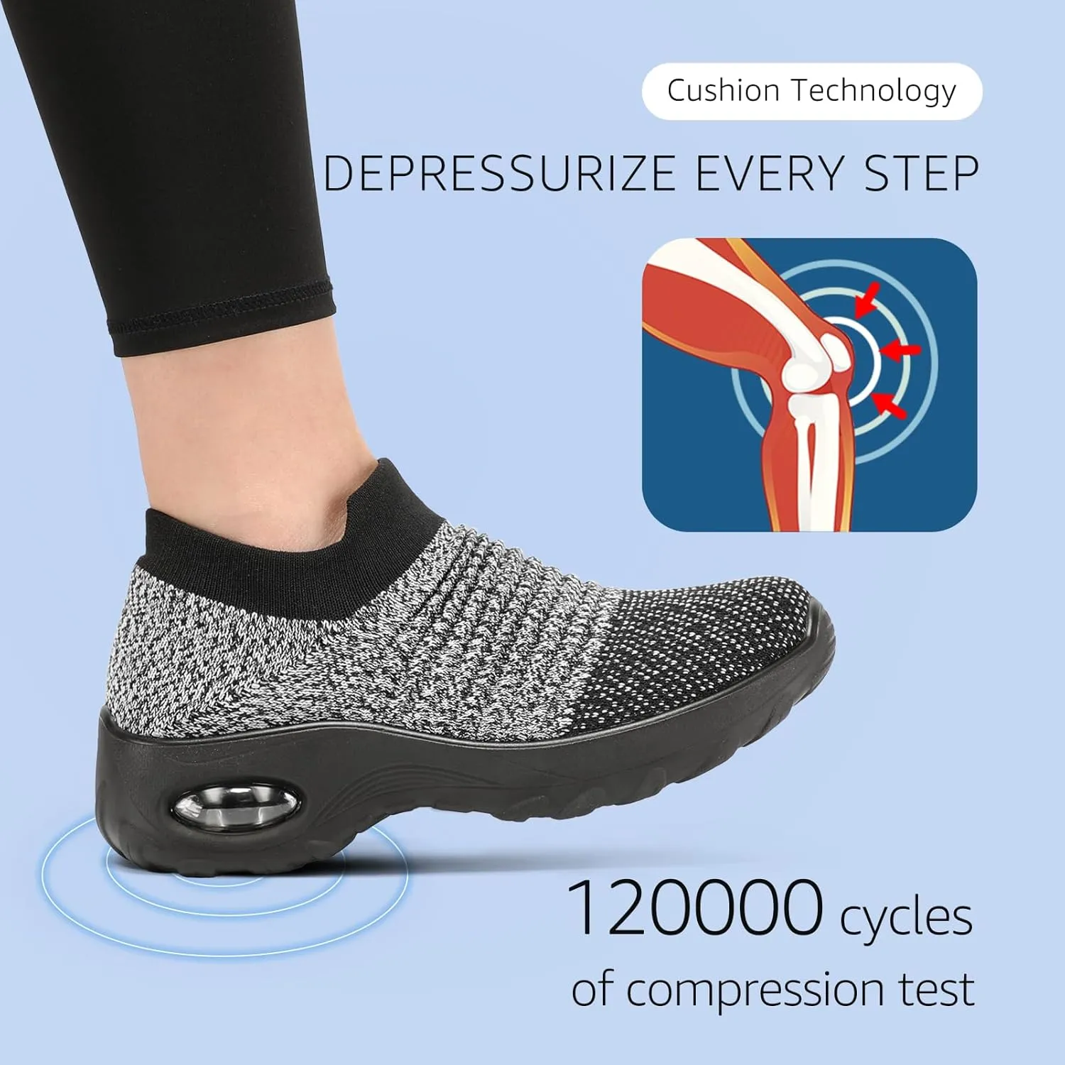 HKR Womens Walking Shoes with Arch Support Lightweight Slip On Sneakers for Plantar Fasciitis