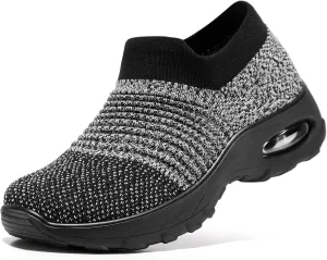 HKR Womens Walking Shoes with Arch Support Lightweight Slip On Sneakers for Plantar Fasciitis