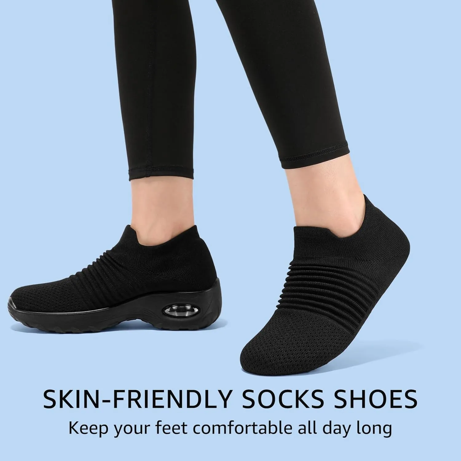 HKR Womens Walking Shoes with Arch Support Lightweight Slip On Sneakers for Plantar Fasciitis