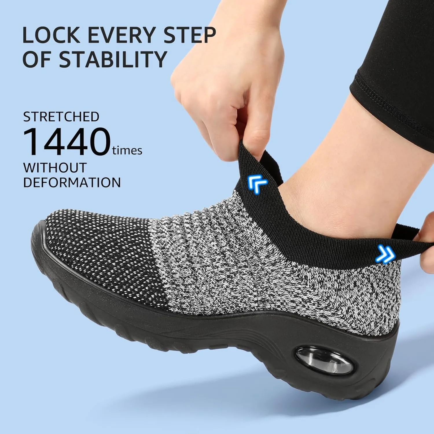 HKR Womens Walking Shoes with Arch Support Lightweight Slip On Sneakers for Plantar Fasciitis