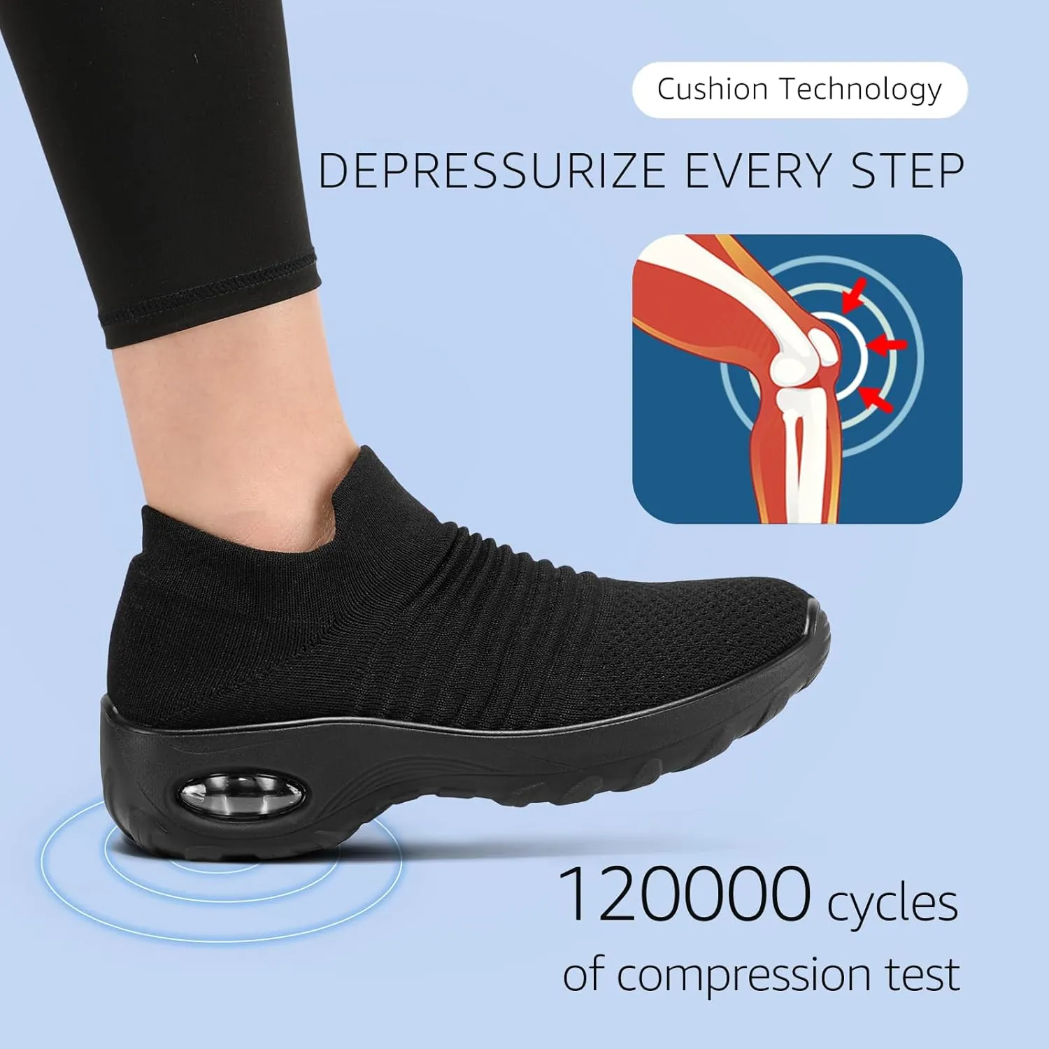 HKR Womens Walking Shoes with Arch Support Lightweight Slip On Sneakers for Plantar Fasciitis
