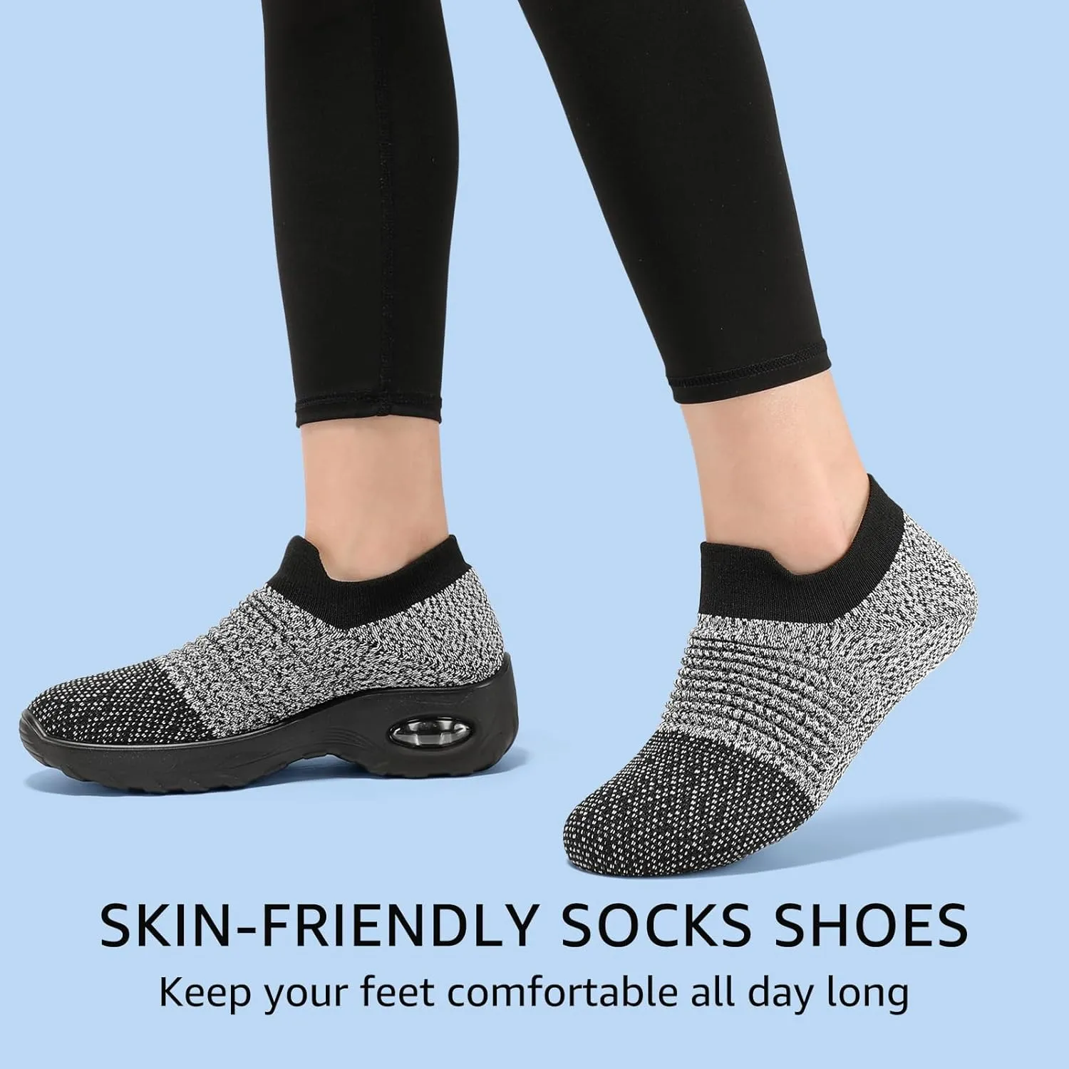 HKR Womens Walking Shoes with Arch Support Lightweight Slip On Sneakers for Plantar Fasciitis