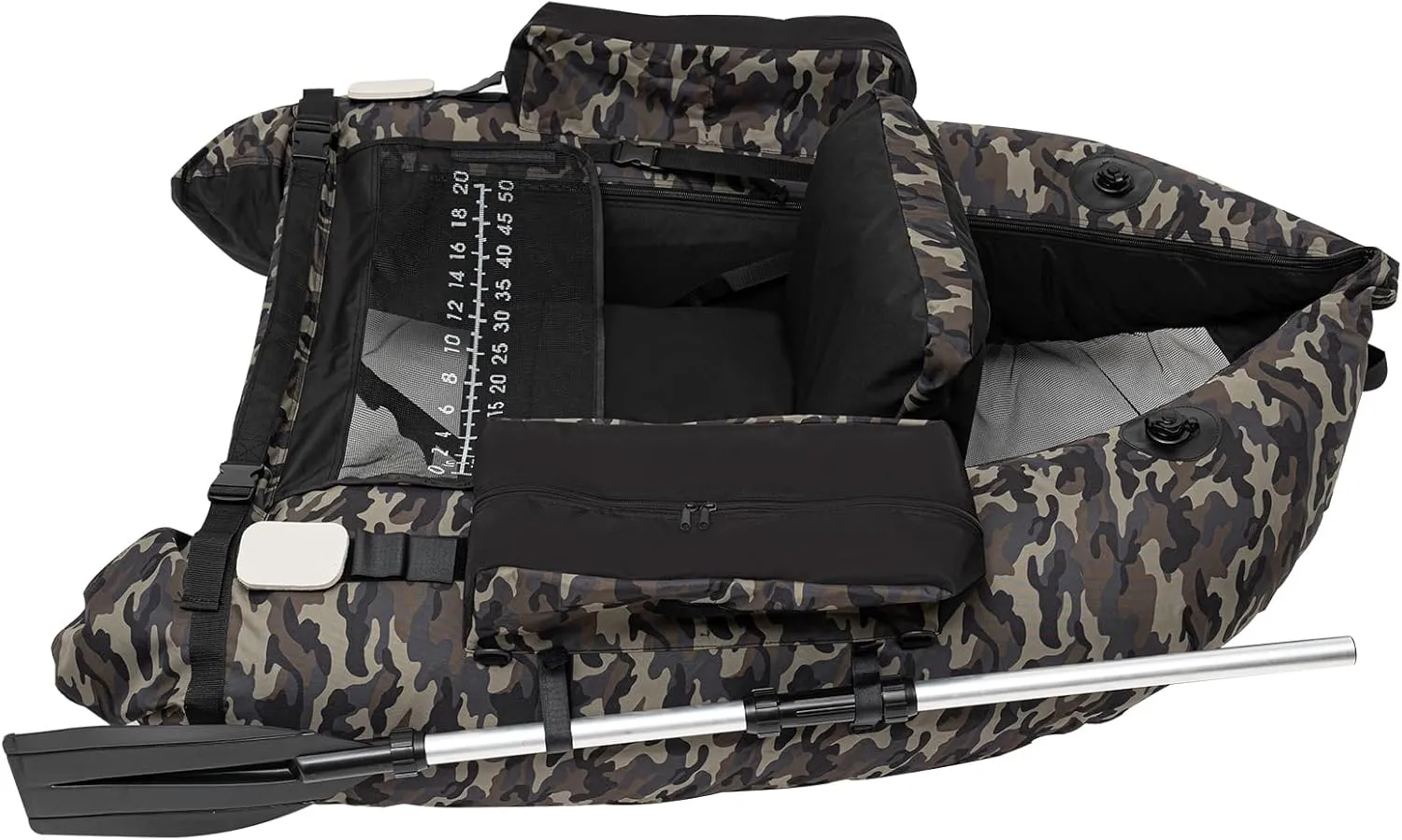 Inflatable Float Tube, Fishing Float Tube with Paddle, Flippers, Fish Ruler, Pump, Storage Pockets, Adjustable Straps, 350LBS Load Bearing Capacity Belly Boat