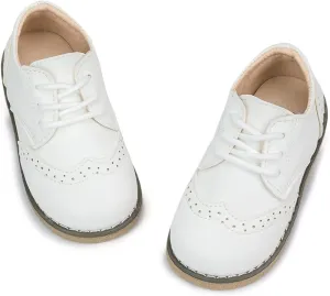 KIDSUN Toddler Boys Girls Dress Shoes Comfort Lace-Up Oxford School Uniform Shoes Loafer Flats (Toddler/Little Kid) E-Black