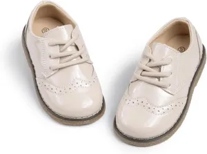 KIDSUN Toddler Boys Girls Dress Shoes Comfort Lace-Up Oxford School Uniform Shoes Loafer Flats (Toddler/Little Kid) E-Black