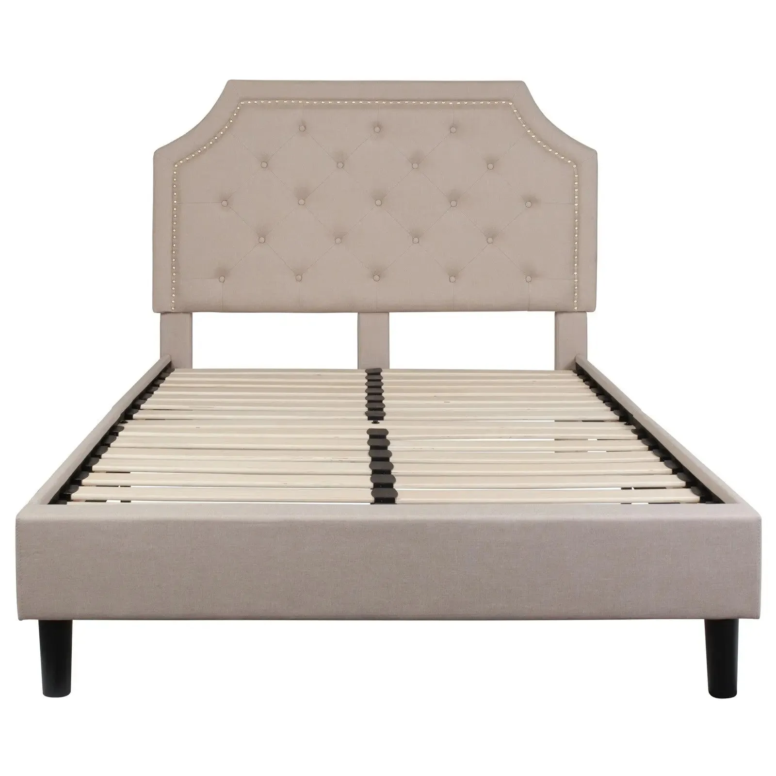 Madelyn Tufted Upholstered Platform Bed, Beige (Full)