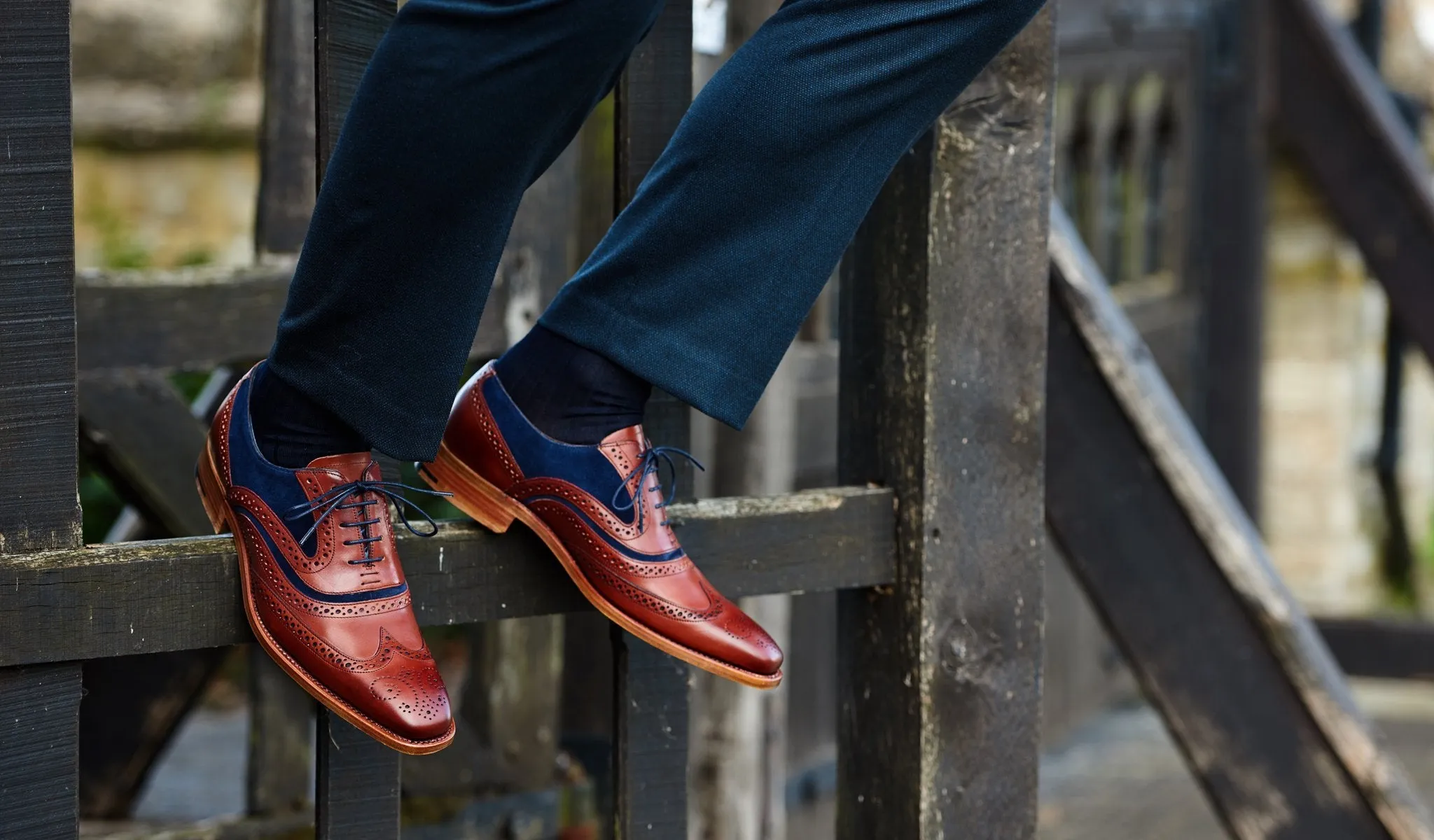 Mcclean - Navy Hand Painted / Choc Suede