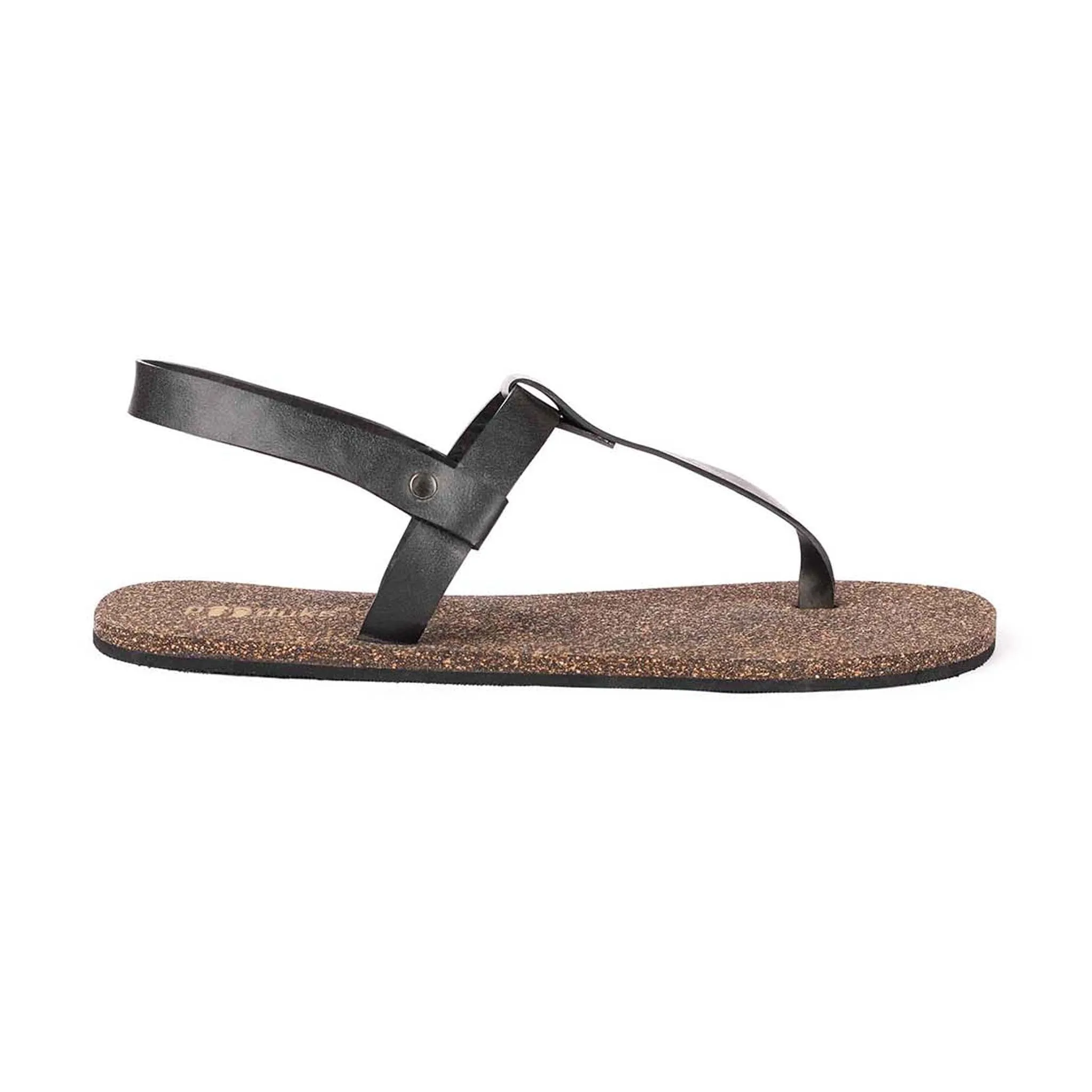 Paaduks Ara T-Strap Black Cork Sandals for Women