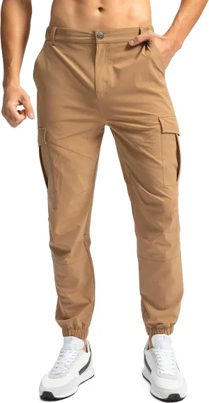 Pinkbomb Men's Hiking Cargo Pants with 7 Pockets Slim Fit Stretch Joggers Golf Cargo Work Pants for Men