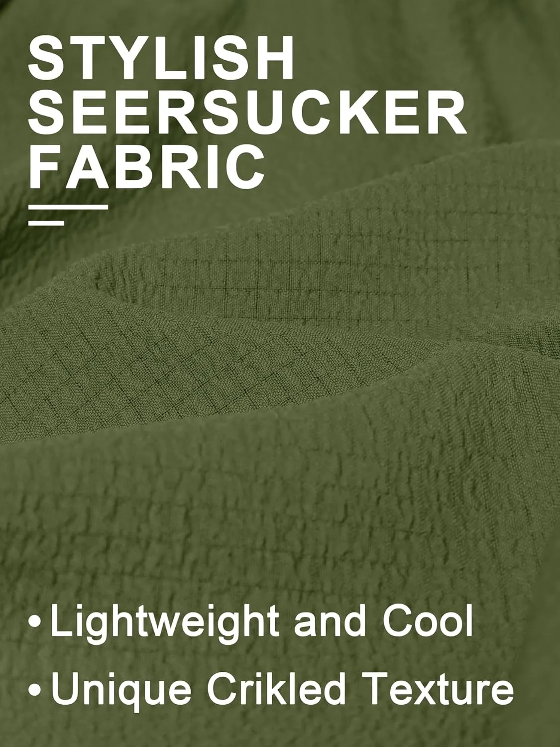 PLEPAN Mens Casual Shorts Lightweight Summer Beach Shorts Elastic Waist Drawstring Stretch Seersucker Textured Shorts for Men