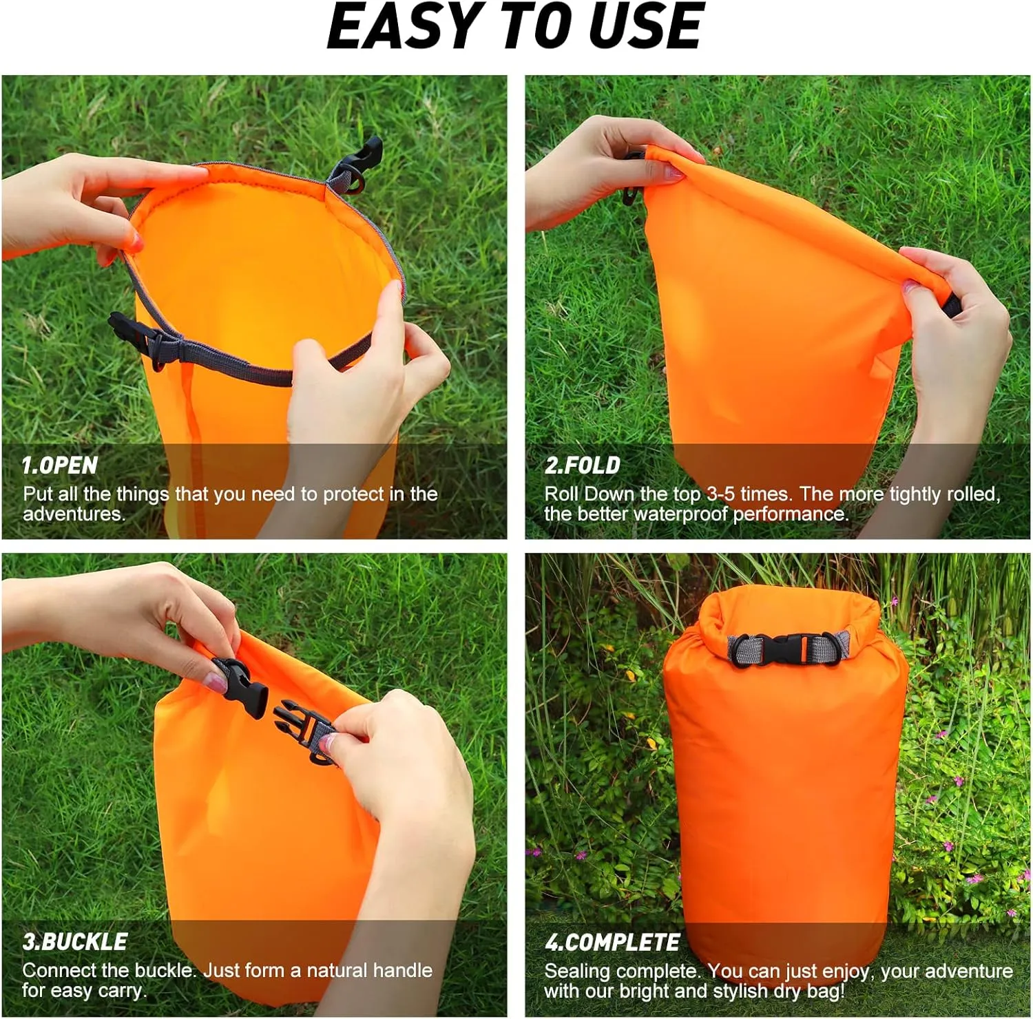 R2Depot Waterproof Dry Bag, 5L/10L/20L/40L/70L Dry Storage Bag for Kayaking, Gym, Hiking, Swimming (Green, 5L)