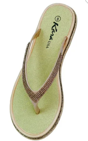 Rose Gold Sparkly Flip Flop Sandals