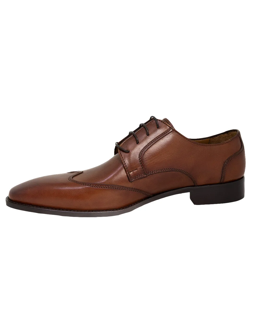 Tan Made in Italy Wing Tip Oxford Shoes