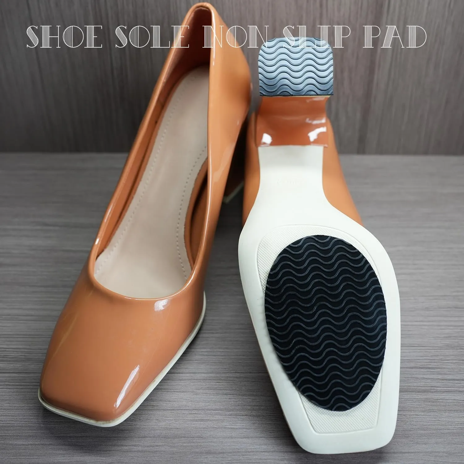 UNIKSTEP 6 Pairs (12 Pieces) Shoe Sole Non Slip Pads, Anti Skid Self Adhesive Rubber Grips, Shoe Bottom Front Sole and Heel Noise Reduction Protector Cushions (Black with Wave Pattern)