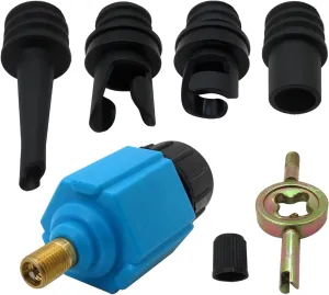 Xspeedonline 4 in 1 Inflatable Pump Air Valve Converter Adapter with 4 Air Valve Nozzles for Inflatable Boat, Stand Up Paddle Board, Inflatable Bed