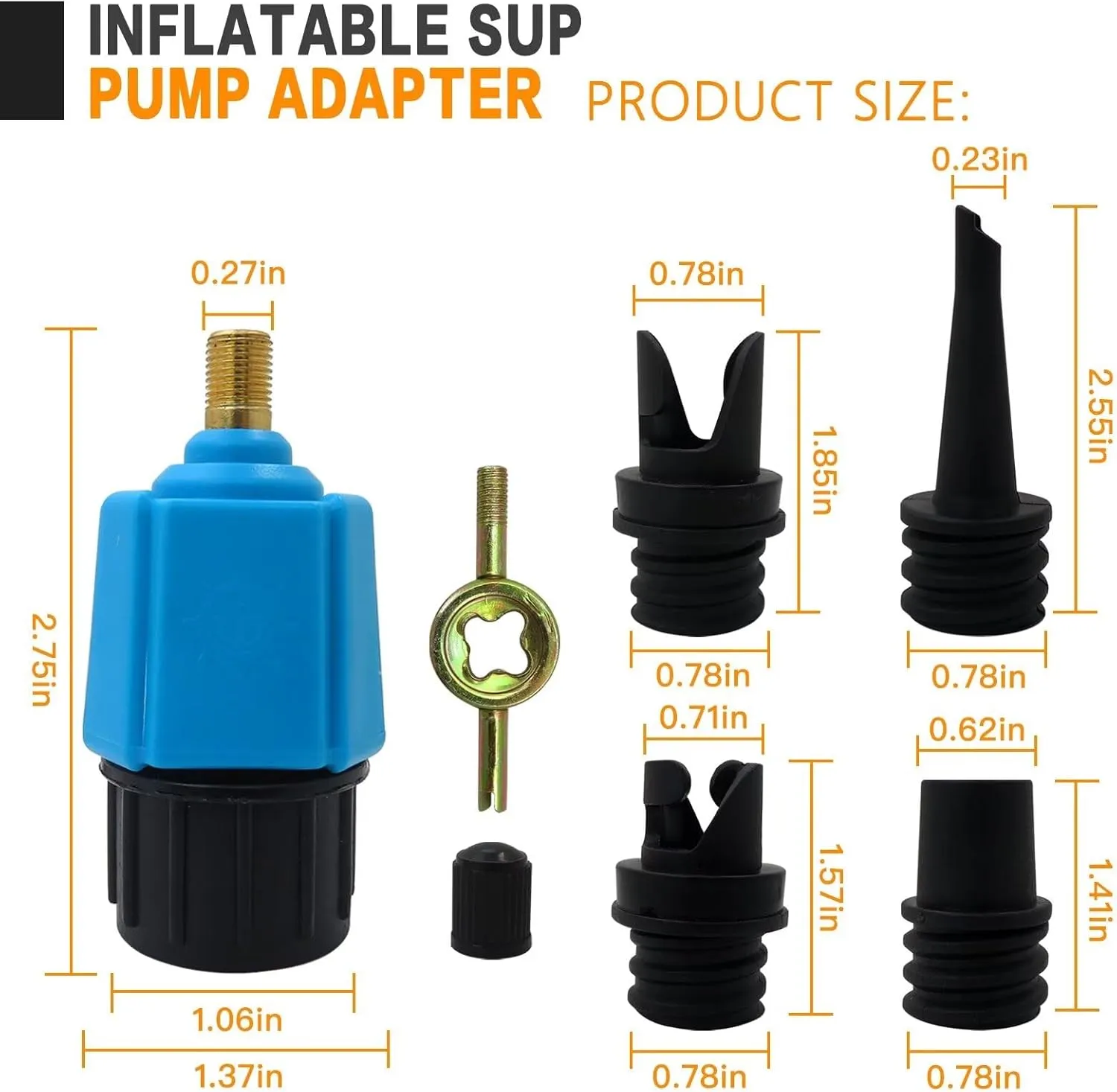 Xspeedonline 4 in 1 Inflatable Pump Air Valve Converter Adapter with 4 Air Valve Nozzles for Inflatable Boat, Stand Up Paddle Board, Inflatable Bed