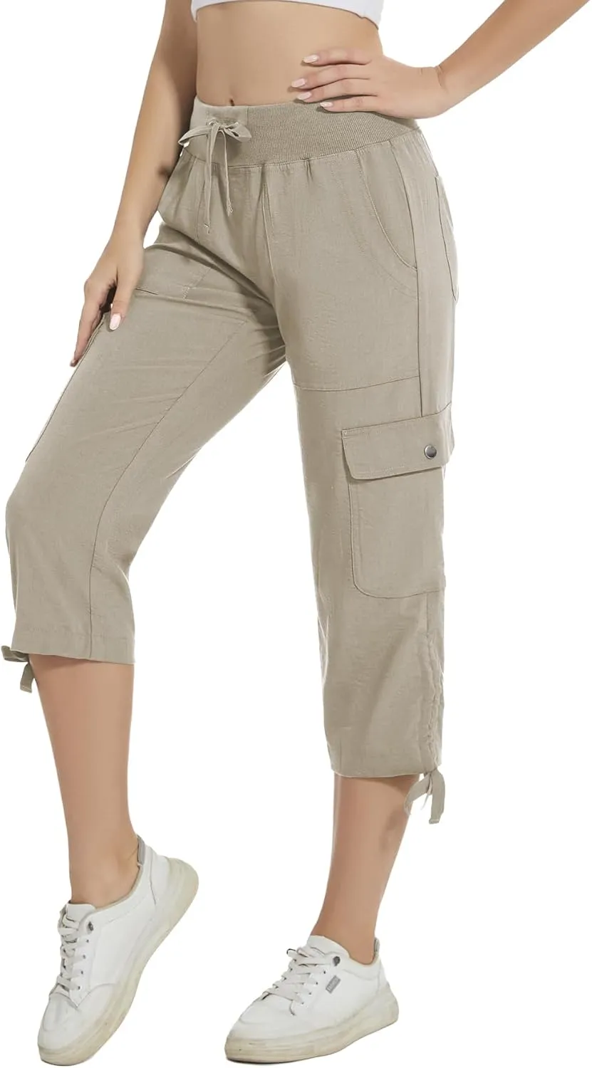 YuKaiChen Women's Capris Hiking Summer Pants Outdoor Athletic Casual with Pockets