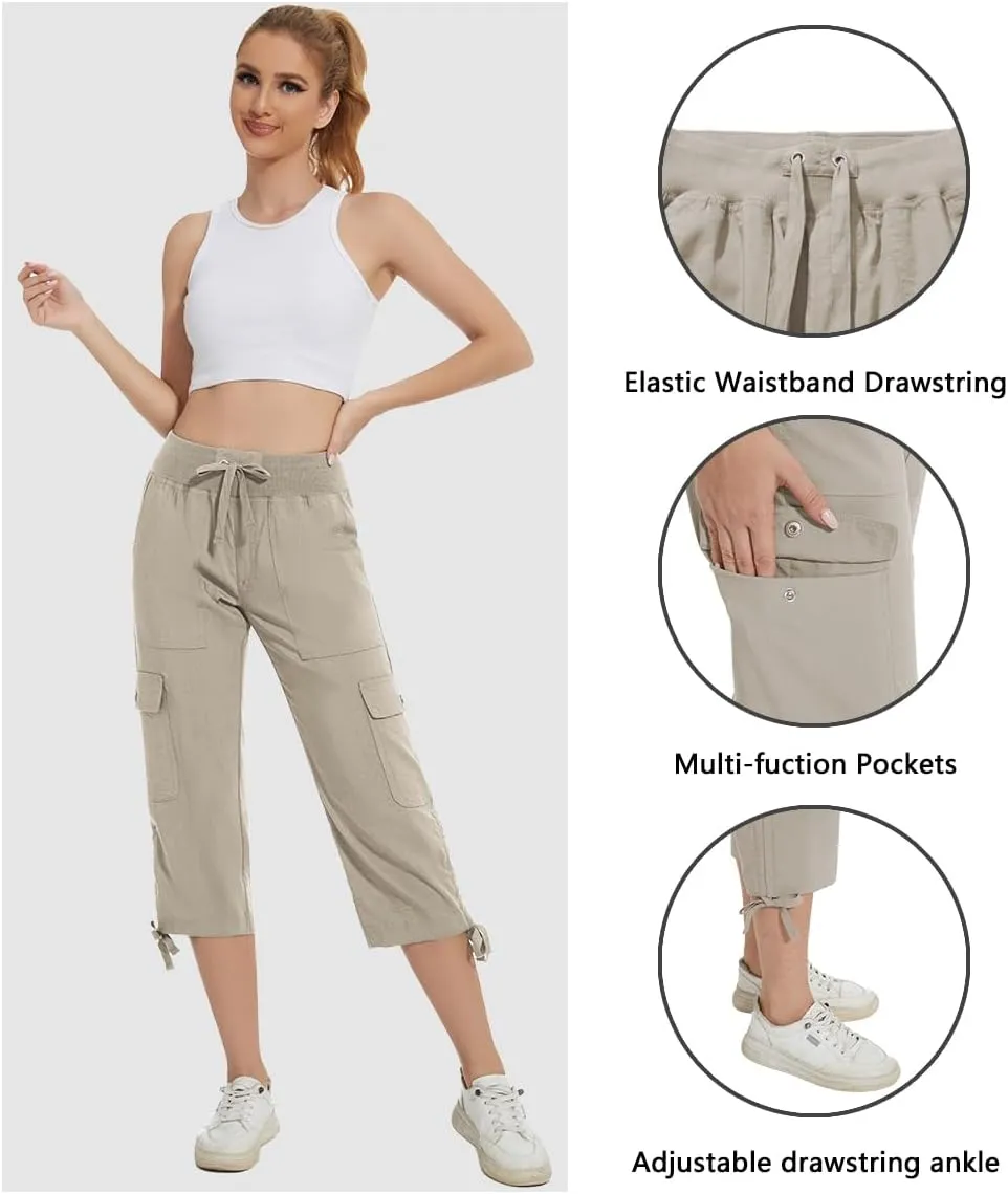 YuKaiChen Women's Capris Hiking Summer Pants Outdoor Athletic Casual with Pockets