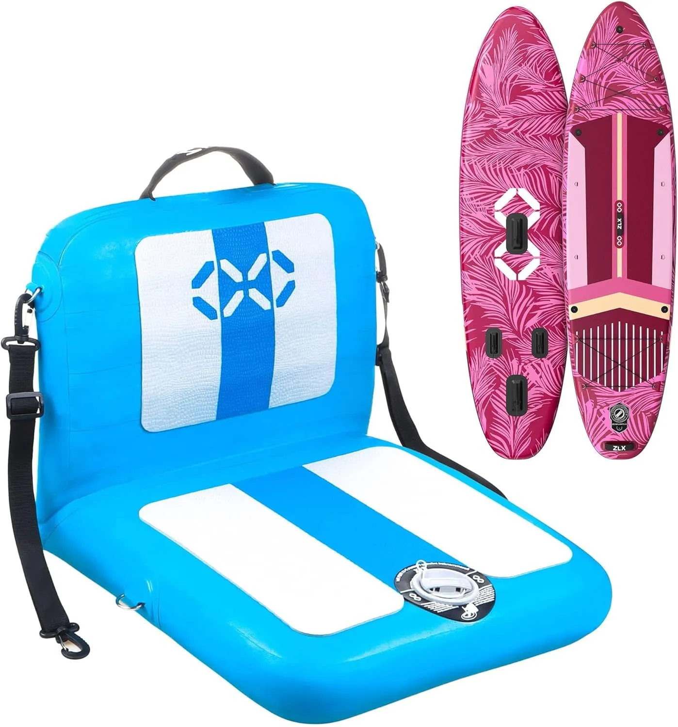 ZLX 11.5 FT Inflatable Stand Up Paddle Board with Seat for All Skill Levels Youth & Adults Wide Stable Non-Slip Deck, Adjustable Paddle